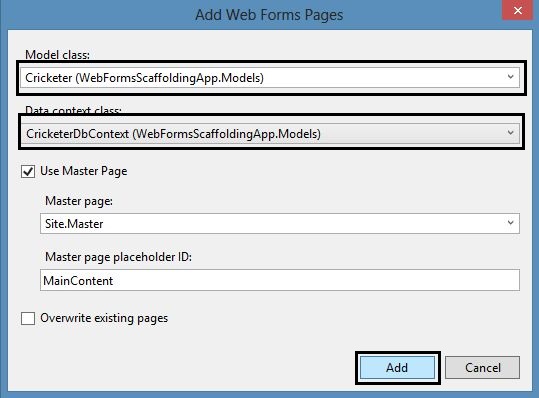 Adding Web Forms Pages
